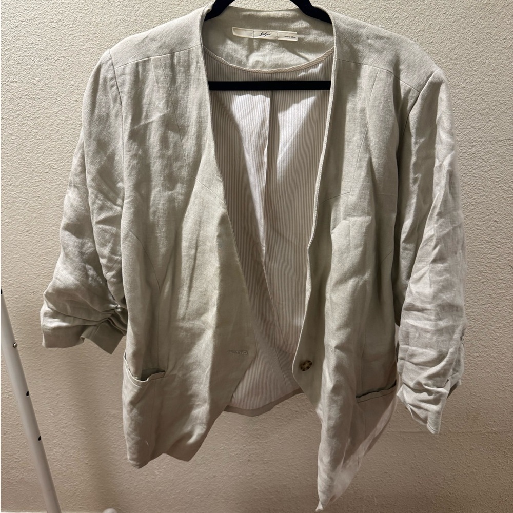 Women's Beige Linen Blazer
